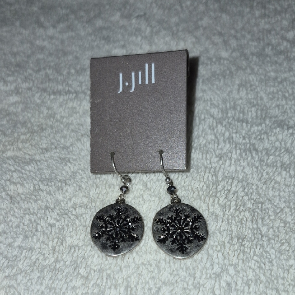 J. Jill Black and Silver Snowflake Dangle Earrings